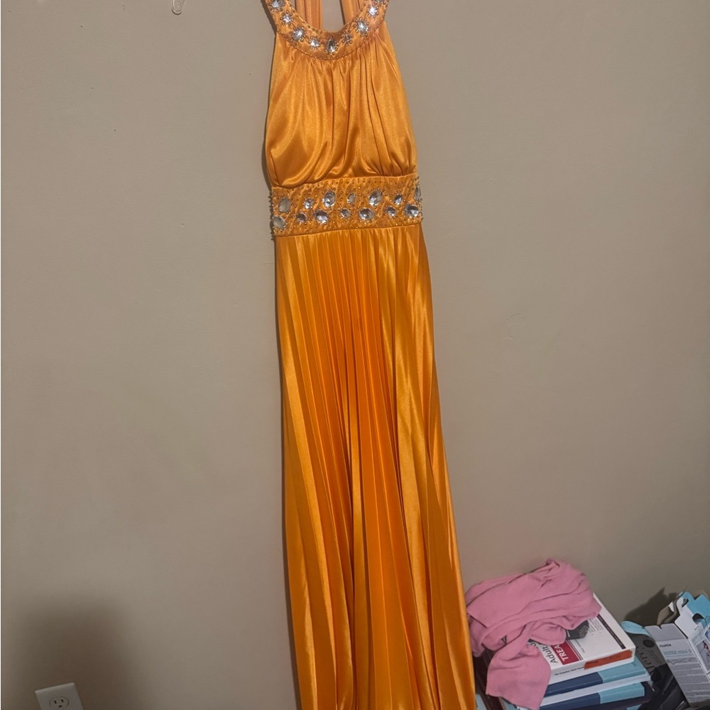 My Michelle Vibrant Orange Dress with Sparkling Accents